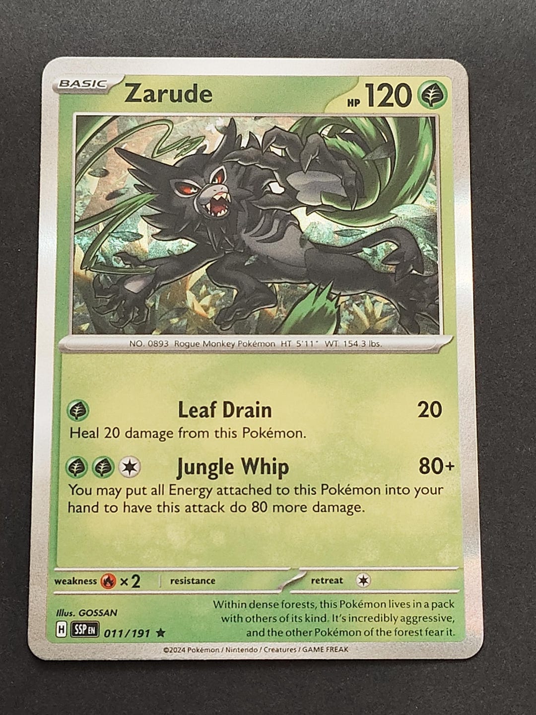 Vintage Rare Pokemon Card Zarude Holo 011 191 Near Mint Condition 