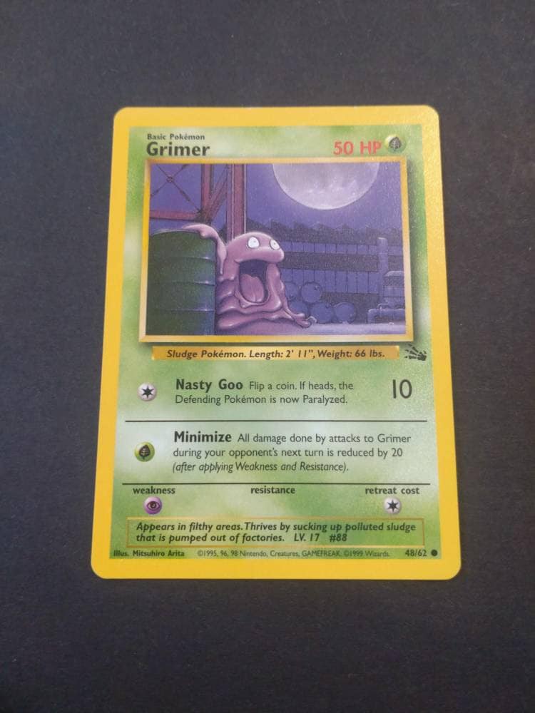 Vintage Original Pokmon Fossil Set 1999 Grimer Trading Card!