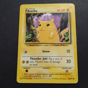 Conjunto base Pokémon original vintage de 1999, cartas colecionáveis do Pikachu!