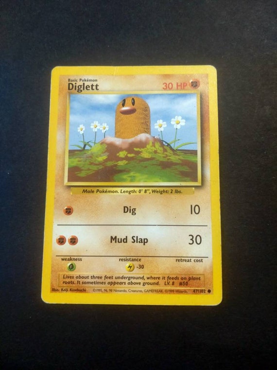 Vintage Original Pokmon Base Set 1999 Diglett Trading Card! Vintage Original Pokmon Base Set 1999 Diglett Trading Card!