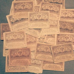 Vintage Russische Revolution 20 Rubel Billet Banknote von 1917! Seltenes historisches Papiergeld aus einer bewegten Zeit in Russland!