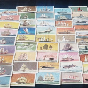 Vintage complete collectie Brooke Bond theekaarten 'The Saga Of Ships' 50 kaarten C1960's