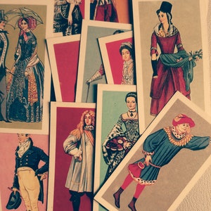 Lote mixto de 10 tarjetas de té con vestuario británico vintage de Brooke Bond, década de 1960. ¡Una obra de arte encantadora!