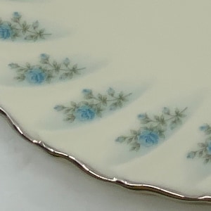 Rosedale- Lenox- Oval- Serving- Vegetable- Bowl- Blue- Flowers- Swirl- Silver