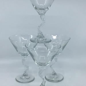 TIPSY WINE GLASS SET of 2 CLEAR BENT STEM FUN GIFT BARWARE STEMWARE  GLASSWARE