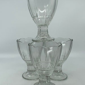 FOUR- Italy- Bormioli- Rocco- Scalloped- Sherbert- Ice Cream- Parfait- Dessert- Cup- Glass
