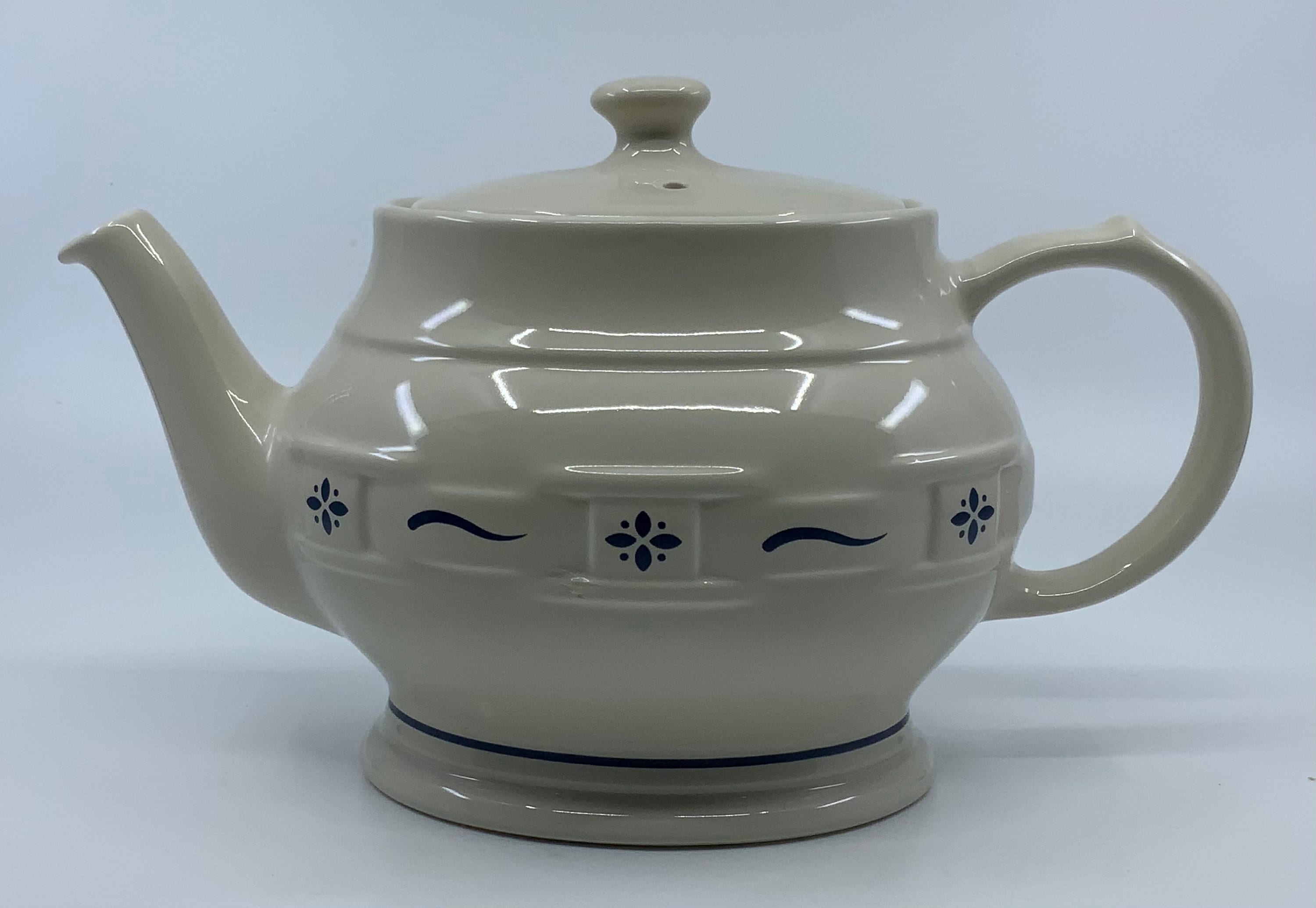 Longaberger Teapot Blue Woven Traditions Tea Pottery 