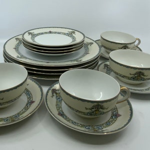 Noritake- Darby- Service for FOUR- Set- Plate- Cup- Saucer- Art  Nouveau- Vintage- Japan
