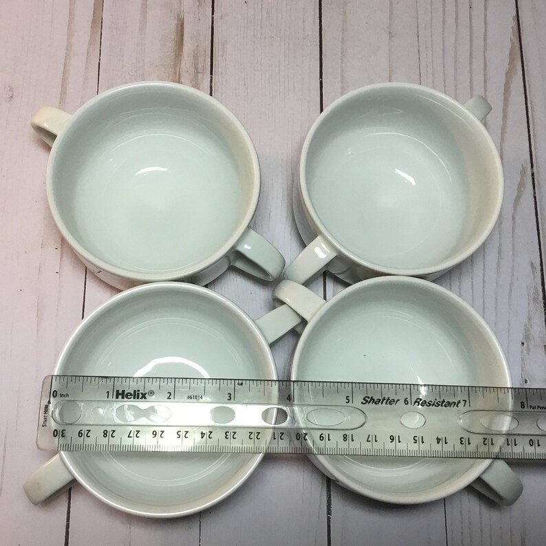 Peach- Lot of FOUR Soup Bowl 9388-9390 Double Handled Cereal Custard Schonwald Gray