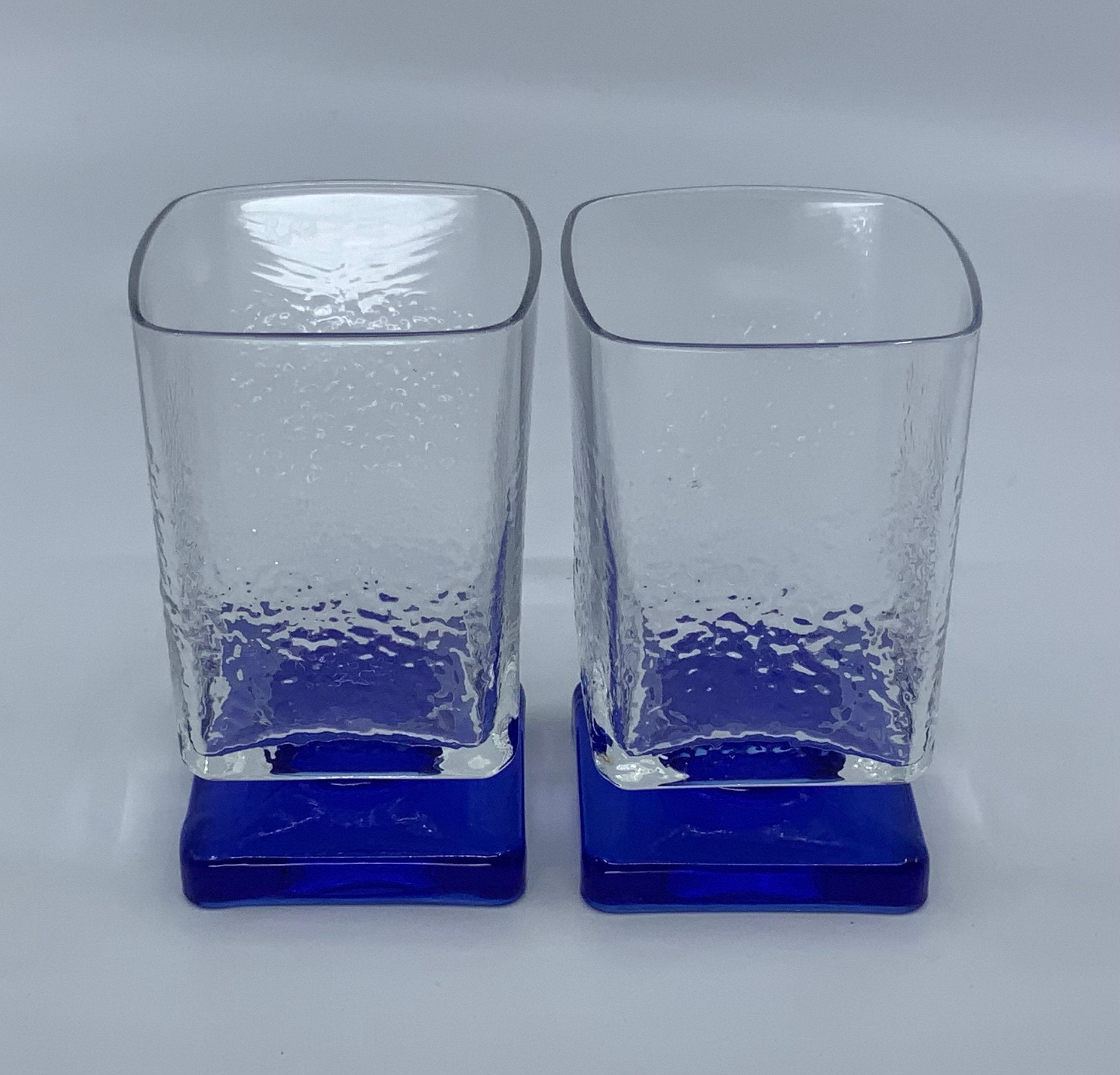Set of TWO Square Footed Pedestal Glasses Textured Disaronno