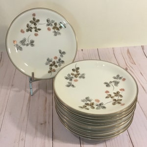 Lot of FOUR- Noritake- 5547- China- Luncheon- Salad- Plate- Flower- Leaves- Gold- Pink- Japan