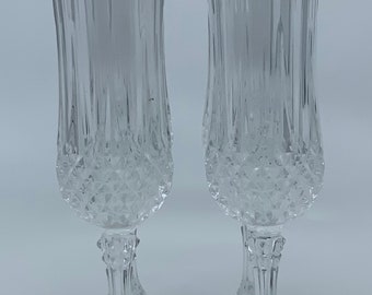 Set- Lot- Crystal- D’Arques Durand- Longchamp- Flutes- Glasses- Toasting- Wedding- France