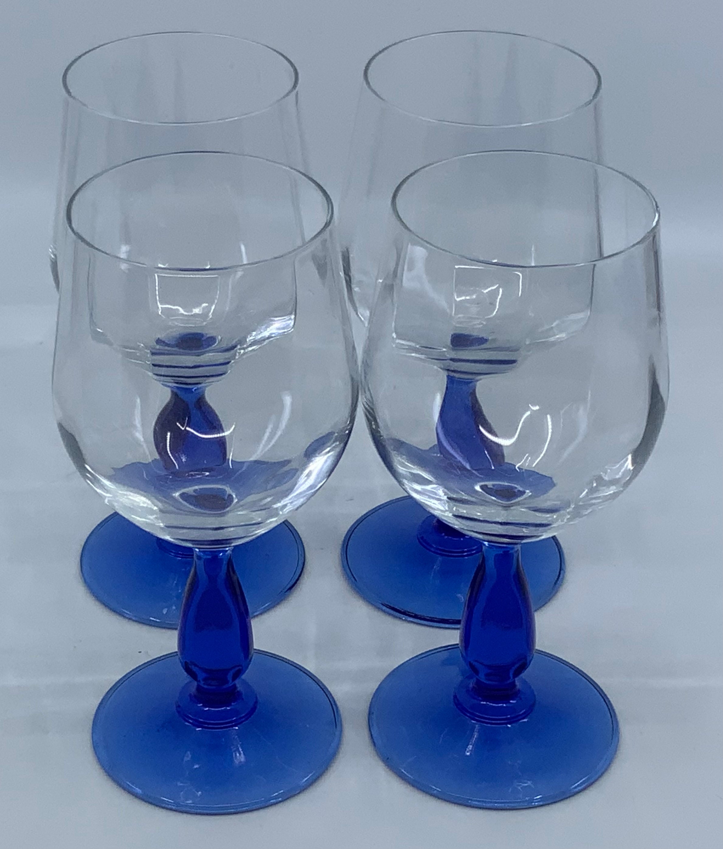 Vintage Cobalt Blue Crystal Wine Glasses - Set of 4 – The New York Cottage  Industry