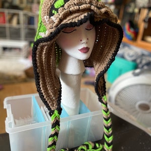 Burlap Chap crocheted hood.