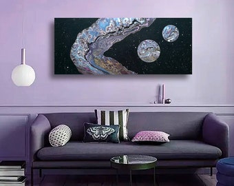 Handmade Plate Northern Lights Series in Blue Black and Purple