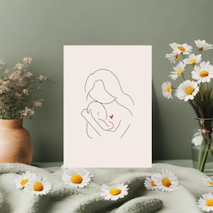 A5 kaart, moeder en kind, mama en kind, liefde, reclycled papier, alleen maar liefde, moederdag, mama