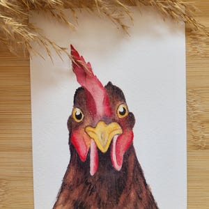 Carte A6, carte avec poulet, aquarelle, cartes de vœux, postcrossing, carte poulet, carte enfant, carte de vœux, carte postale, carte décorative