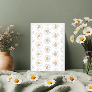 Carte A6, carte marguerites, marguerites, carte postale, été, fleurs, aquarelle, marguerite, carte de printemps, printemps