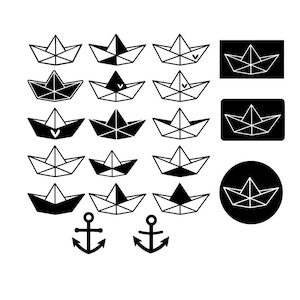 Boot Origami Papierboot Papier Digital SVG Plotter Wasser Meer Urlaub Konfirmation Kirche Kinder Sticker Urlaub See Trip Cameo Brother