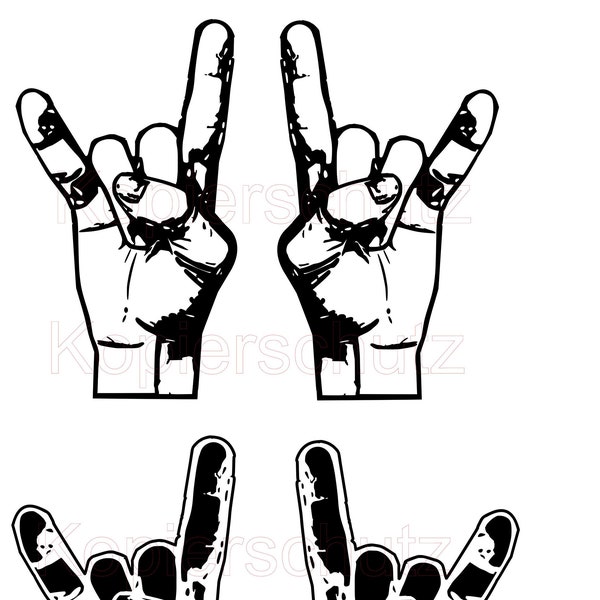 Rockhand Metalhand Heavy Metal Hand Pommesgabel SVG JPEG PNG Silhouette Studio3 Datei Plotter Cameo Brother