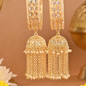Elegant Bridal Chuda Set | Handmade Indian Wedding Bangles for Bride | Gold-Toned Beaded & Stone Studded Bridal Jewelry – Set of 2
