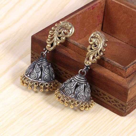 Indian Earrings Pakistani Jewelry Antique Jewellery Valentines Day Gift Silver-Plated /& Blue Handcrafted Peacock Shaped Drop Earrings