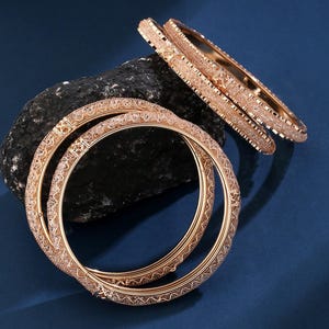 Indian Rose Gold Plated Bangles in 2.8 size | Gold Plated Bangles | Women Bangles | Bangles For Women | Wedding Gift | Traditional Bangles |