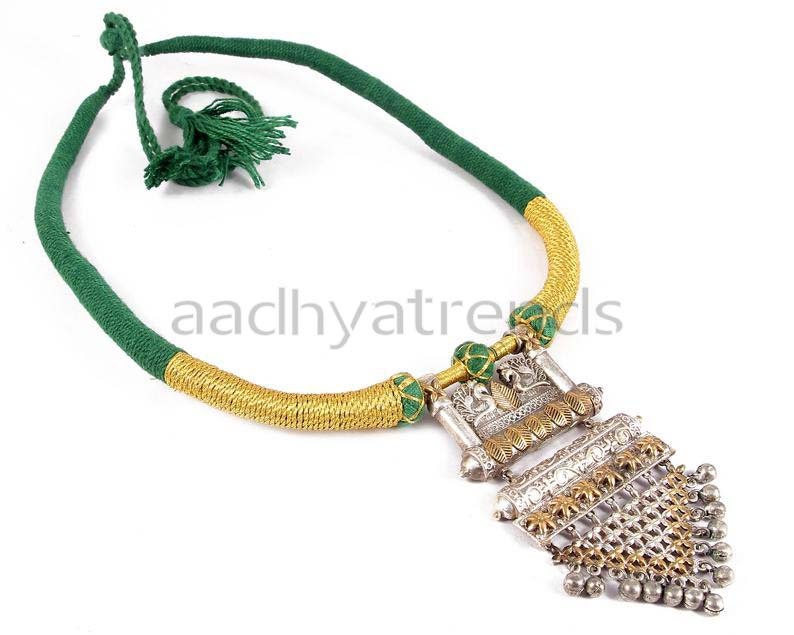 Thread Choker Necklace, Dual Tone Necklace, Oxidized Necklace, Tribal ...