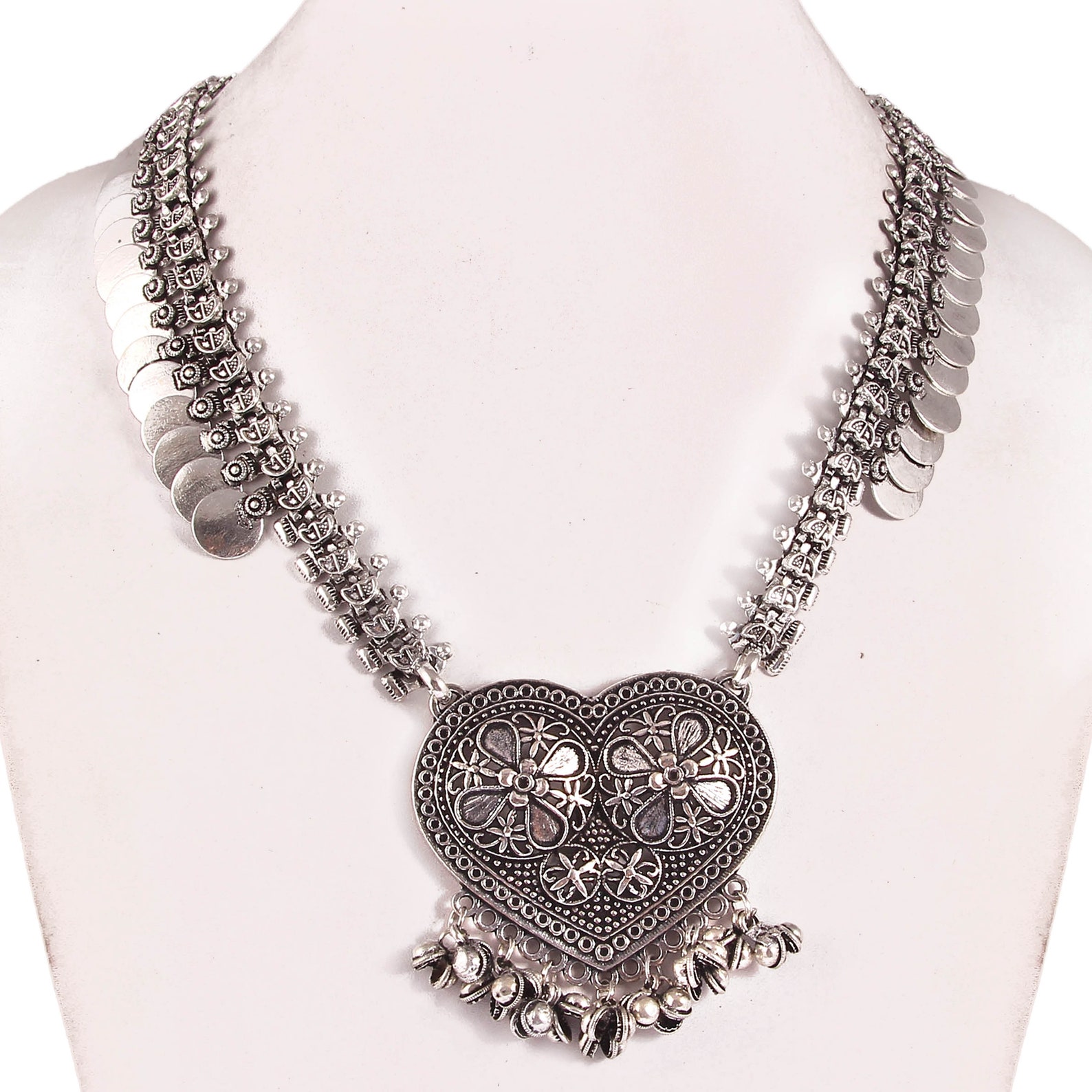 Collier oxydé de pièce de monnaie de conception de coeur pour Etsy