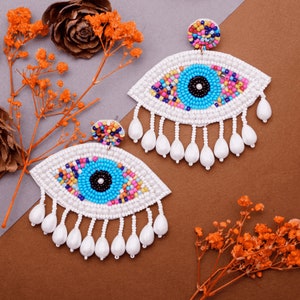 Handmade Evil Eye Earring | Evil Eye Beaded Earrings | Evil Eye Dangle Earrings | Earrings For Women | Beads Earrings | Beaded Earrings |