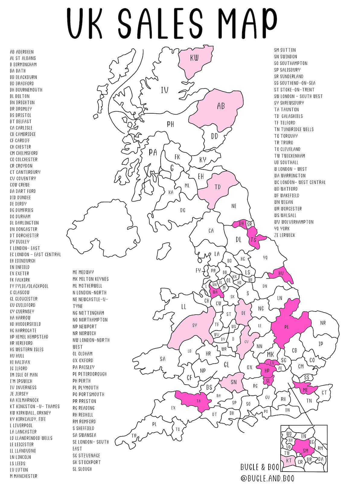 Uk Sales Map Tracker Small Business Stationary Printable Digital