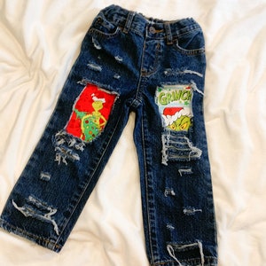 Distressed Denim Grinch Jeans Grinch 