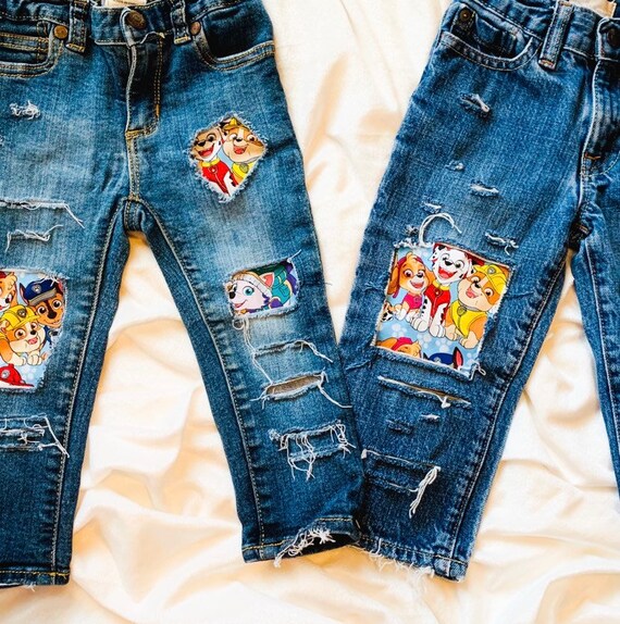 Distressed Patched Paw Patrol Jeans Shorts made From Paw - Etsy