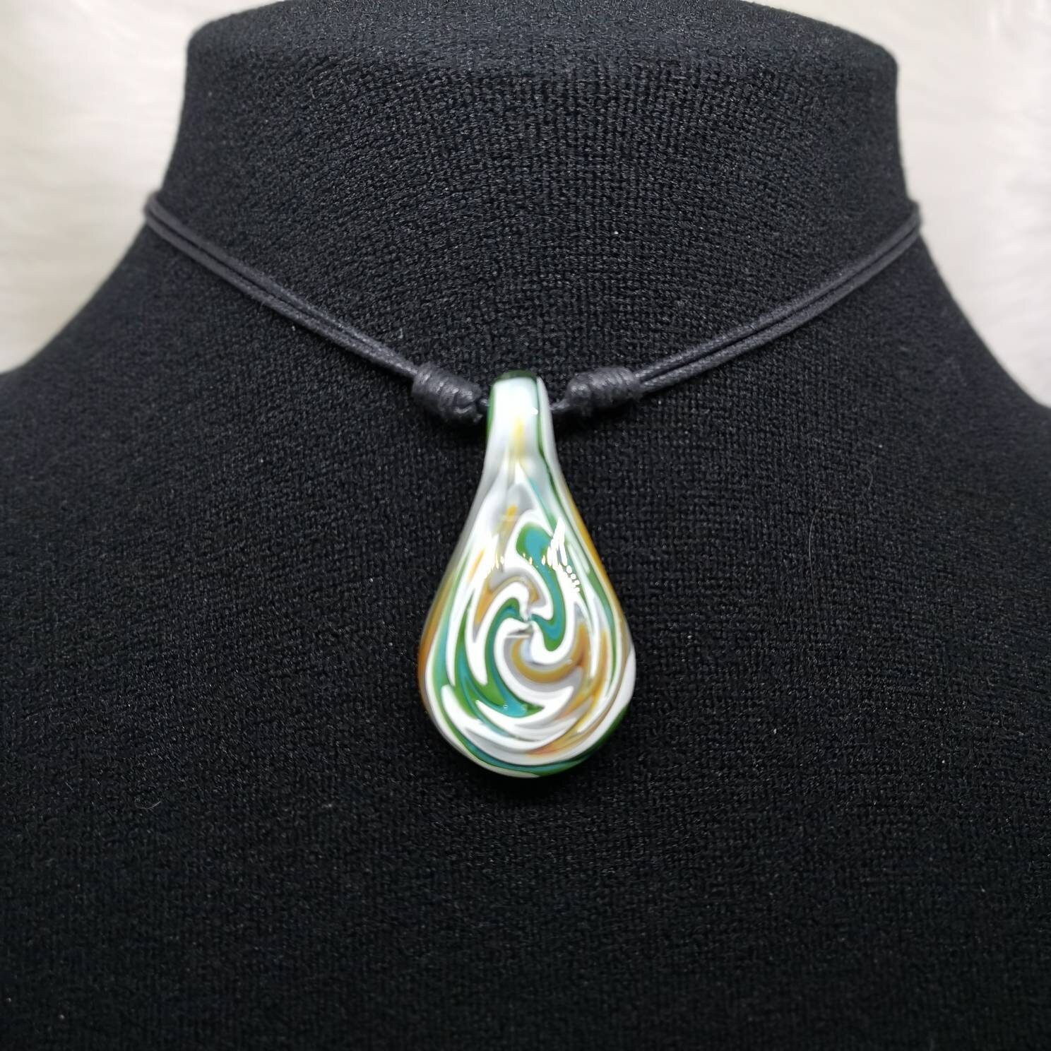Wig Wag Blown Glass Pendant Blown Glass Necklace Etsy