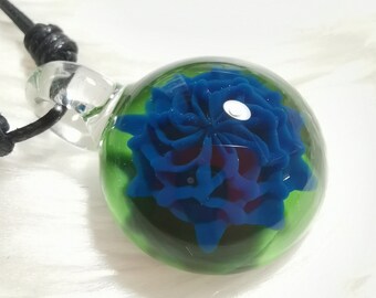 flower reticello pendants - Blown Glass Pendant - Glass Necklace