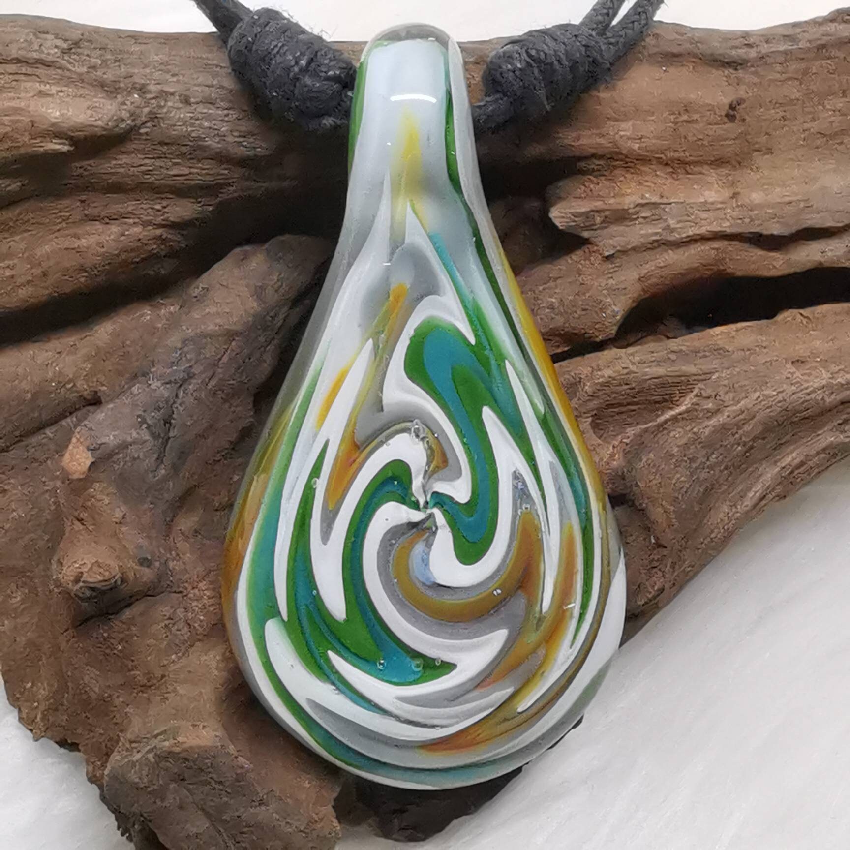 Wig Wag Blown Glass Pendant Blown Glass Necklace Etsy