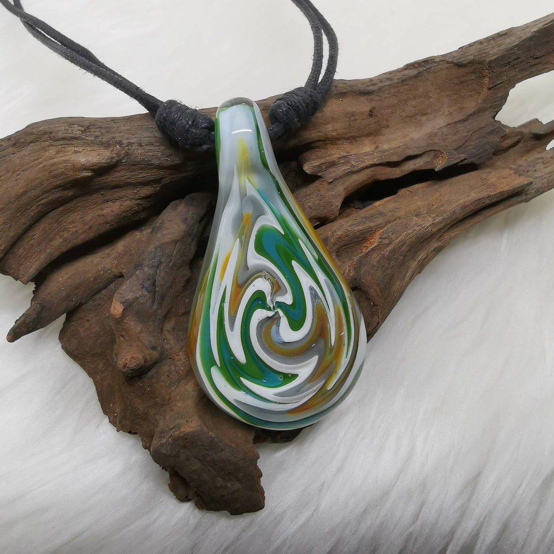 Wig Wag Blown Glass Pendant Blown Glass Necklace Etsy
