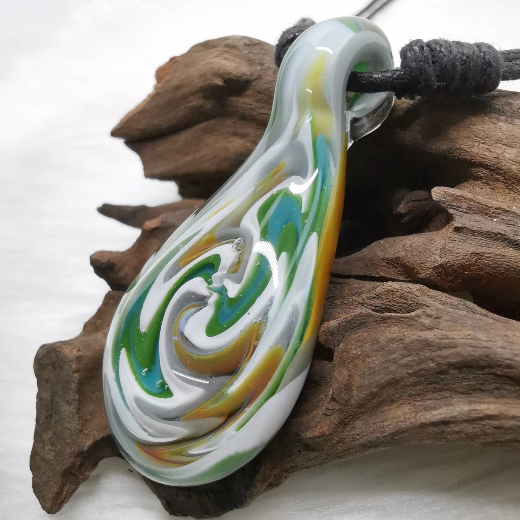 Wig Wag Blown Glass Pendant Blown Glass Necklace Etsy