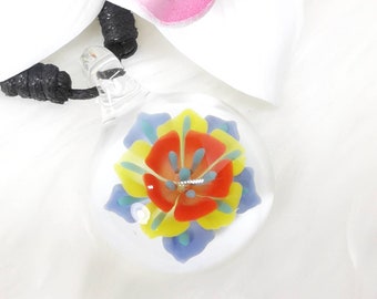 Flower Blown Glass Pendant