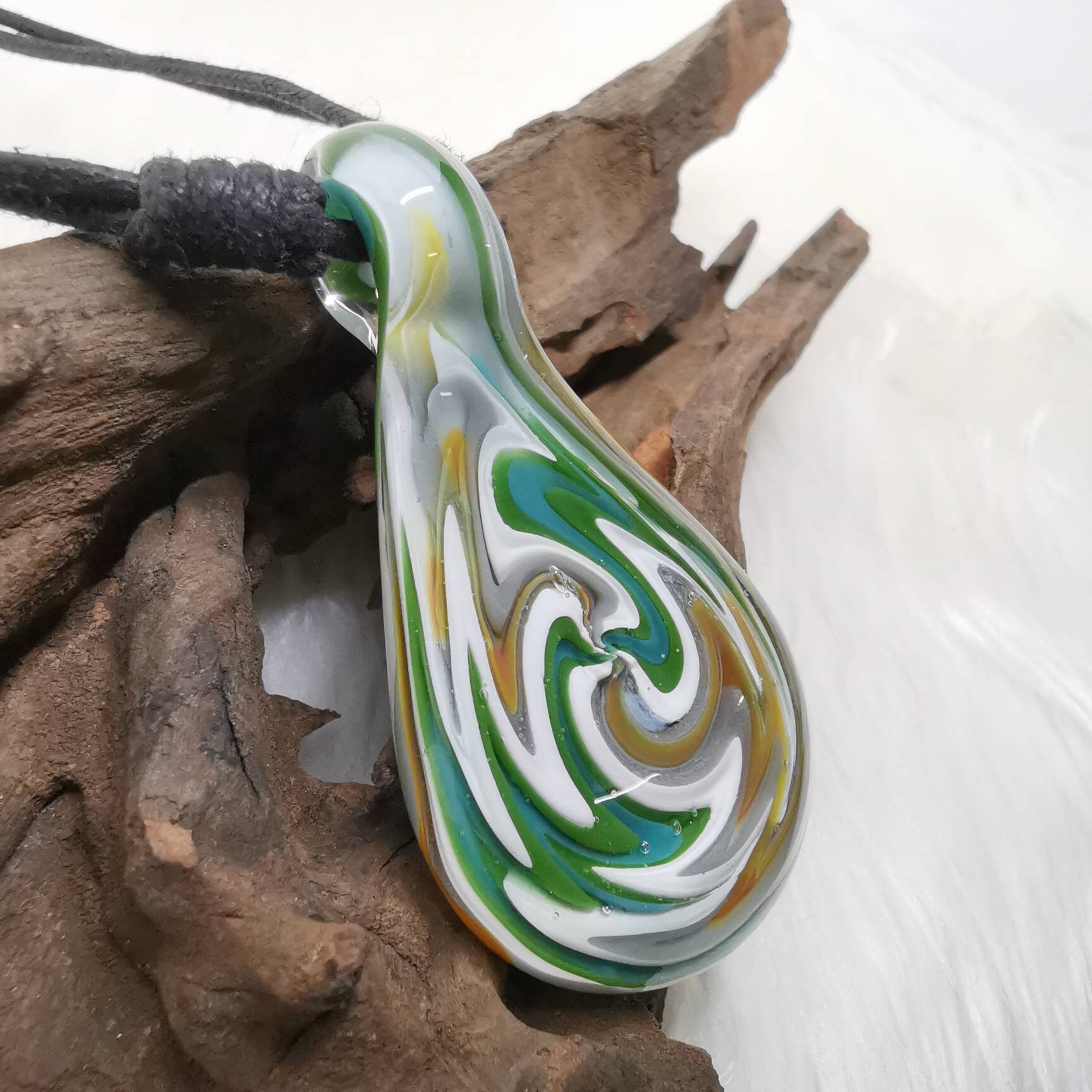 Wig Wag Blown Glass Pendant Blown Glass Necklace Etsy