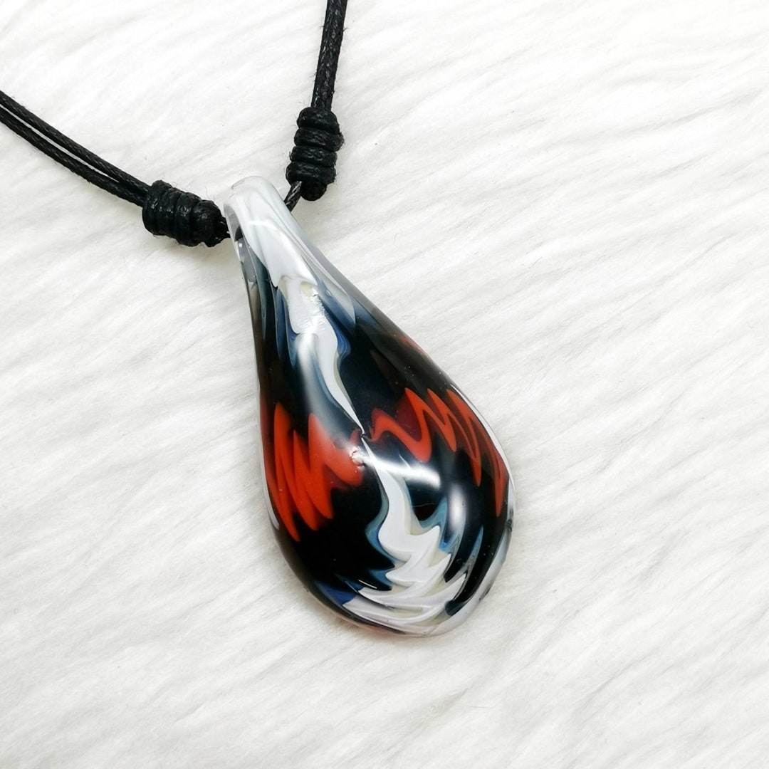 Wig Wag Glass Pendant Blown Glass Necklace Etsy