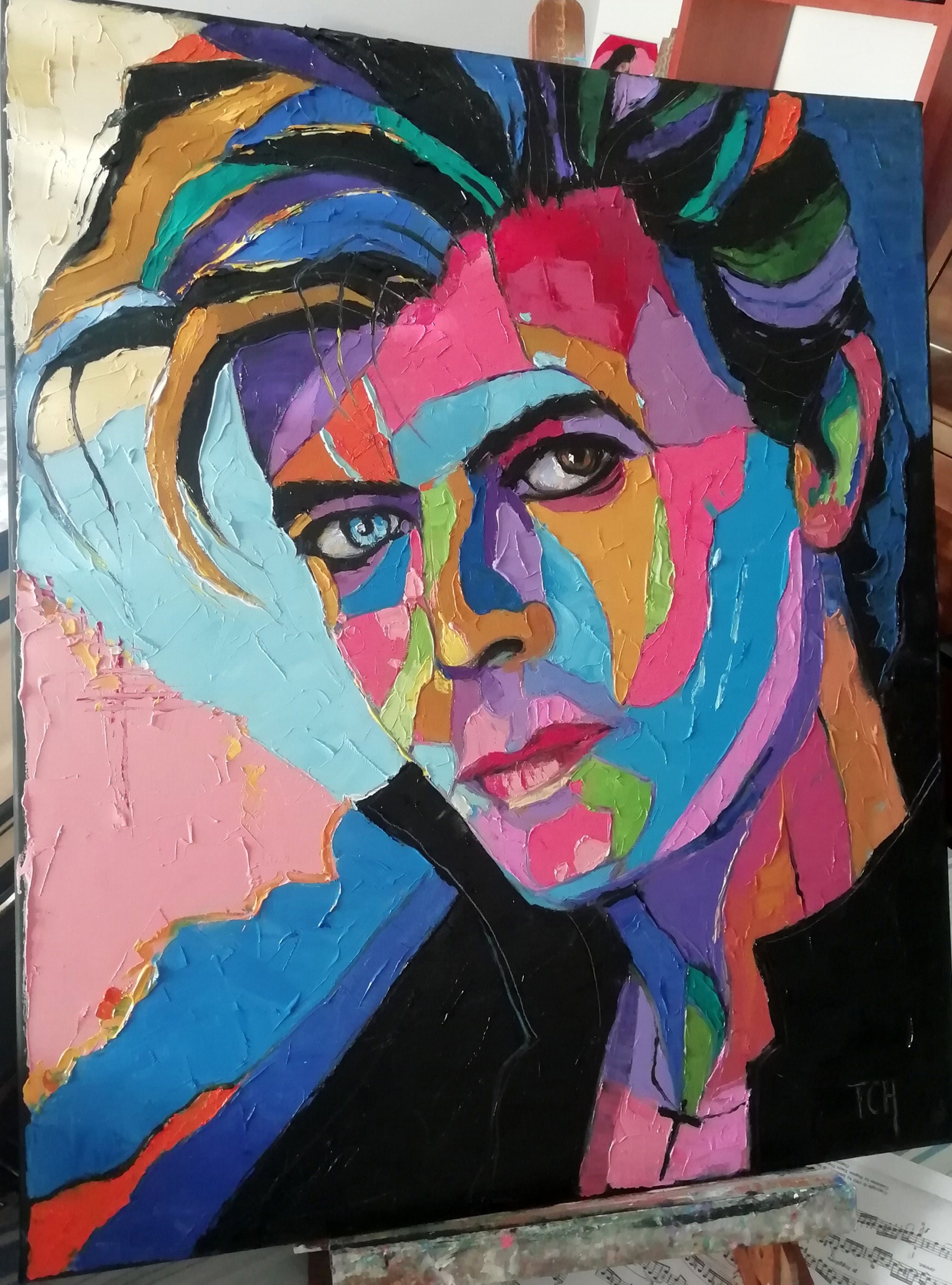 David Bowie Oil Painting Modern Palette Knife Portrait Man Etsy