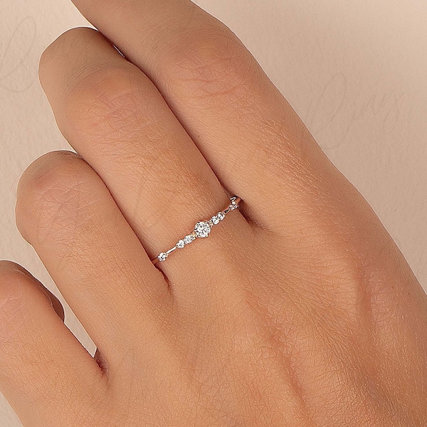 Diamond Engagement Ring, Minimalist Engagement Ring, Promise Ring for Her, Dainty Engagement Ring, Small Diamond Ring