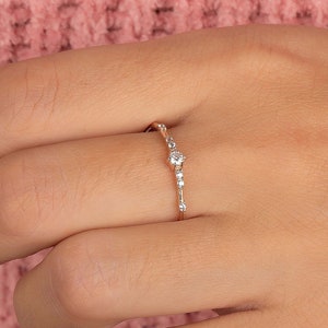 Diamond Engagement Ring, Minimalist Engagement Ring, Promise Ring for Her, Dainty Engagement Ring, Small Diamond Ring