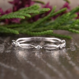 White Gold Diamond Wedding Band, Celtic Wedding Band, Womens Wedding Band, Dainty Diamond Wedding Band, Minimalist Ring, Small Diamond Ring