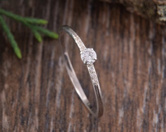 Moissanite Engagement Ring, Diamond engagement ring, Minimalist Engagement Ring, Dainty Promise Ring, Dainty Engagement Ring