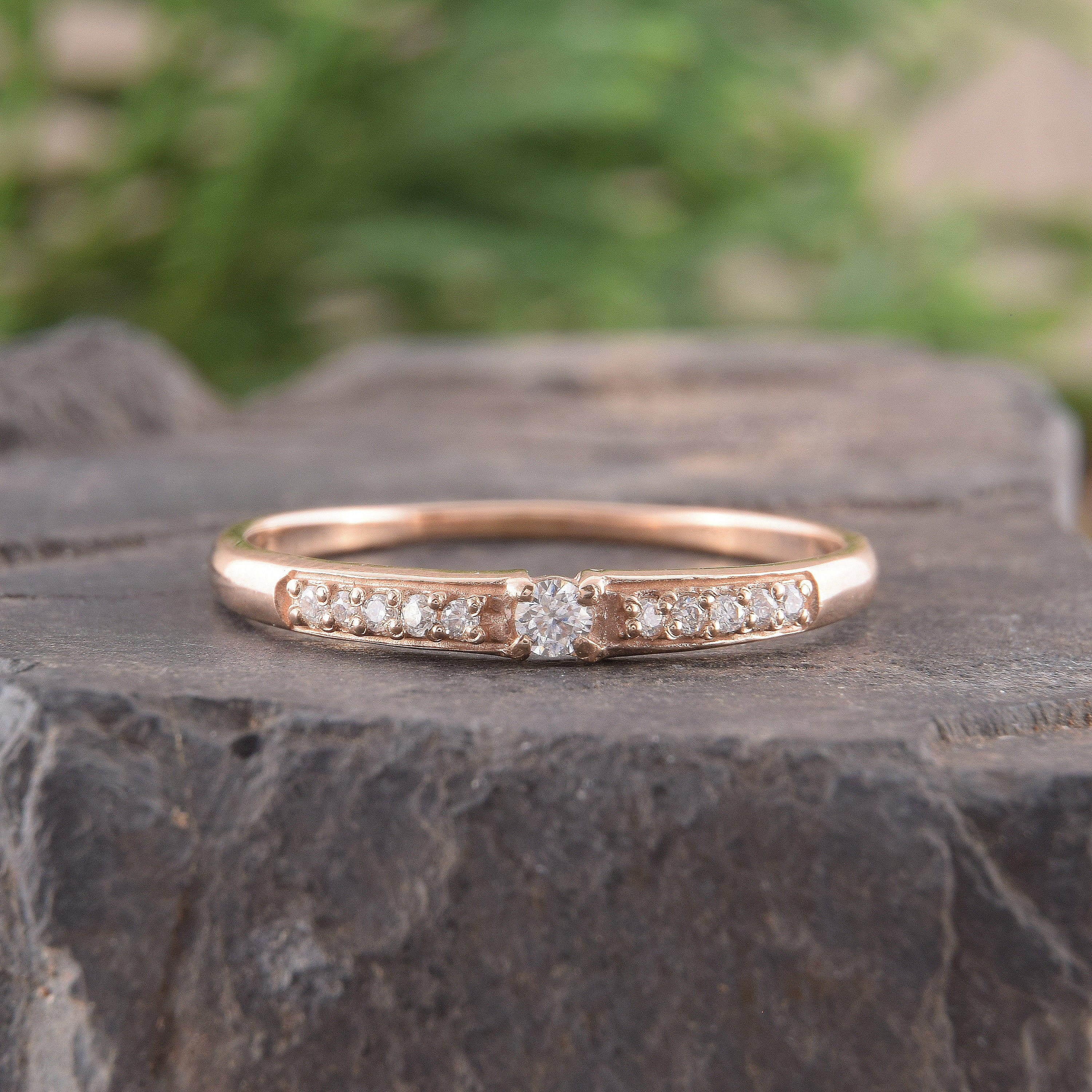 Small Diamond Promise Ring Simple Diamond Ring Unique Etsy