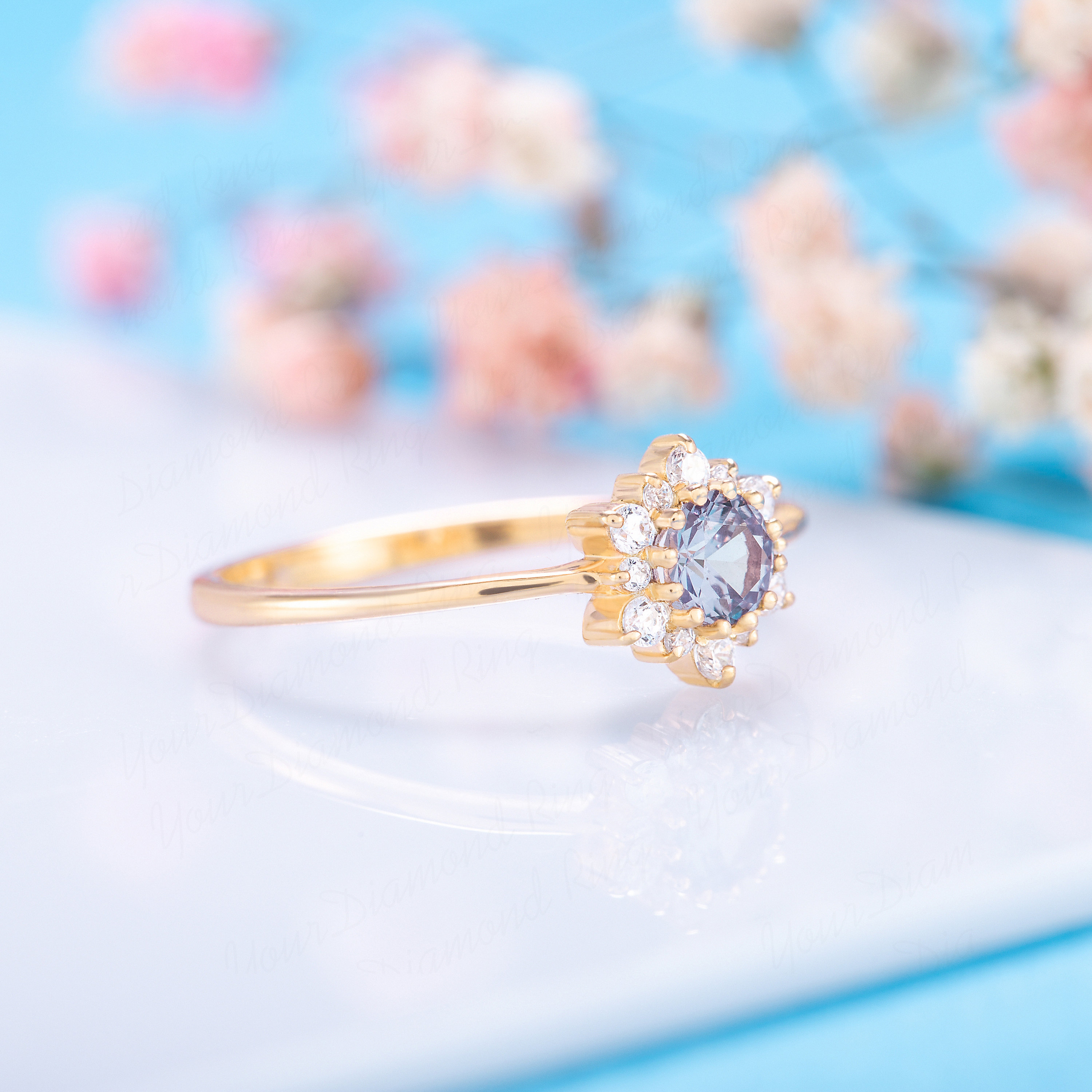 Dainty Minimalist Alexandrite Promise Ring for Her, Alexandrite