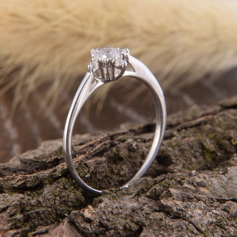 Small & dainty 14k white gold diamond womens promise ring Etsy