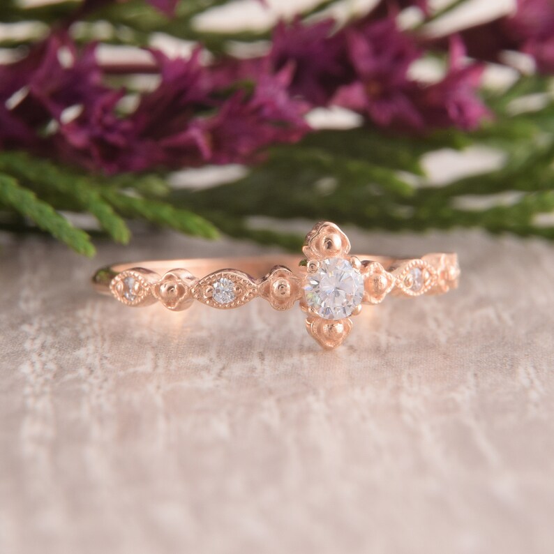 Womens Engagement Ring Art Deco Engagement Ring Antique Engagement Ring,Dainty Engagement Ring,Small Diamond Ring Diamond Engagement Ring